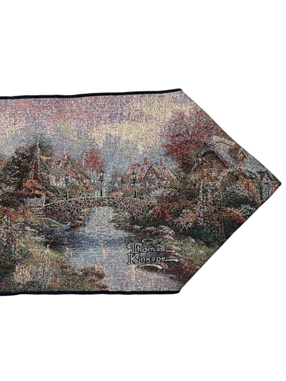 Vtg Thomas Kincaid TableRunner Tapestry Linen Decoration Classic Home Textile
